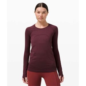 Lululemon Swiftly Tech Long Sleeve size 6 Cassis Red Marsala Athletic Top